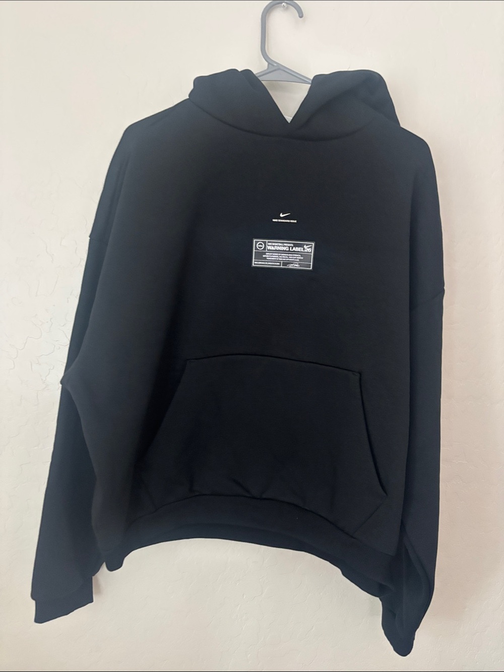 Nike Black Men's Hoodie with Front Label and Small Swoosh
